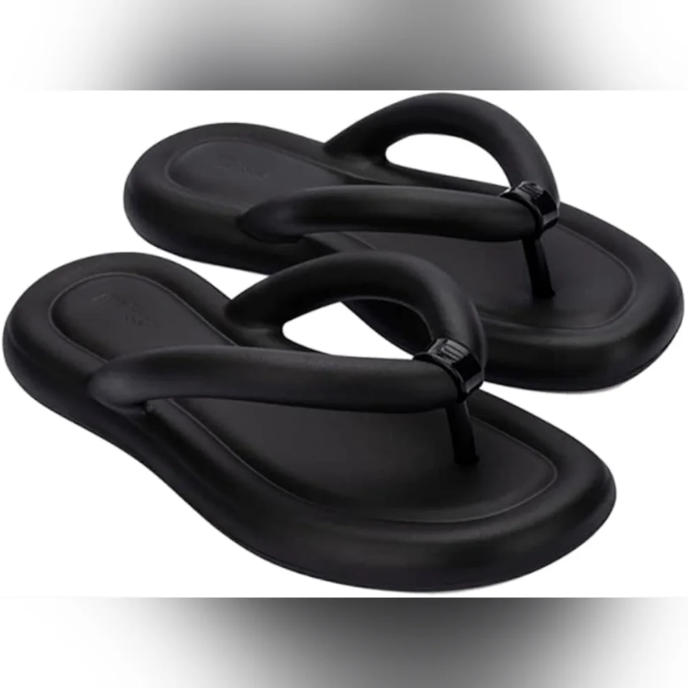 Melissa Black Platform Flip-Flop Sandals - Picture 1 of 6